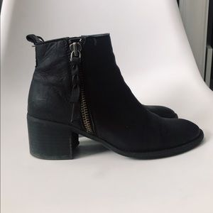 BP black leather block heel bootie
